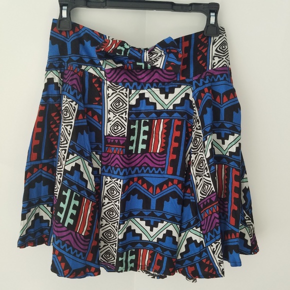 Multicolor Printed Skirt with Front Bow - Picture 1 of 8